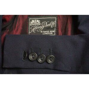 Henry Poole Savile Row Navy Blue Woven Wool 3/2 Sport Coat Jacket Sz 41L